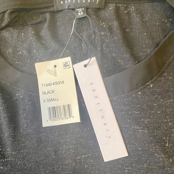 SANCTUARY NWT ‘Ashley’ Glitter Detail Top Black and Gold Size XS - Picture 9 of 9